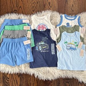 18M NWT Baby Boy 9 Summer Tank Tops and Shorts Bundle